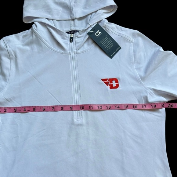 Cutter & Buck UD Dayton Flyers Women's White Half-Zip Hoodie Pullover NWT Medium - Picture 5 of 8